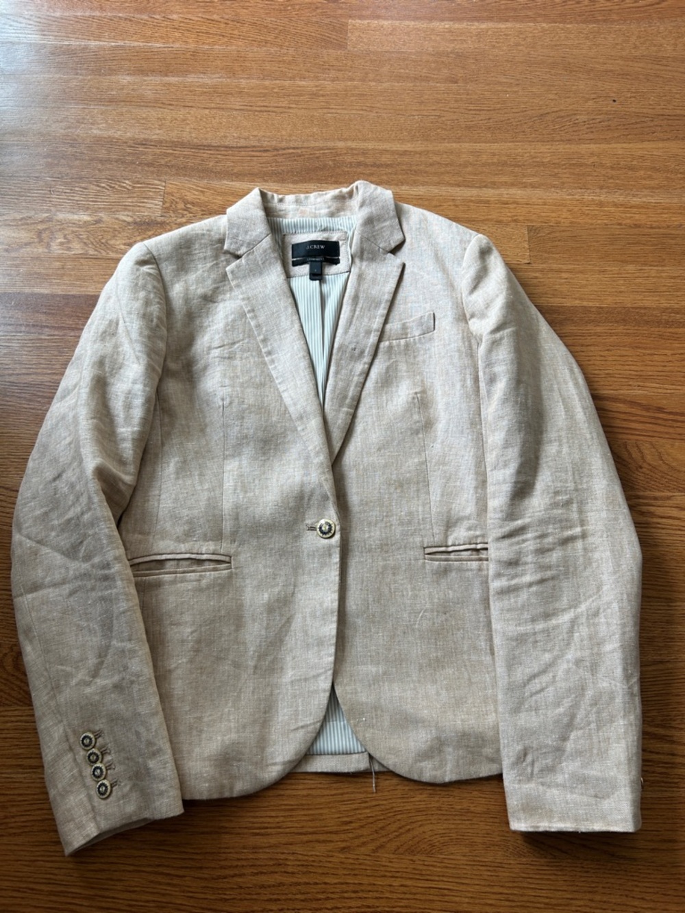 J Crew Beige Linen Campbell Blazer / Jacket - Picture 2 of 5